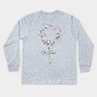 Floral Feminist Symbol Kids Long Sleeve T-Shirt